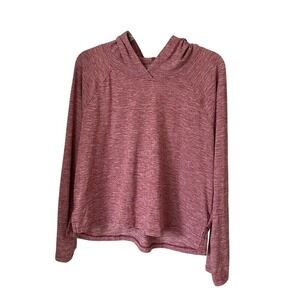 Women's RBX Workout Running Cropped Hoodie Heather Red Rose XL sports athleisure